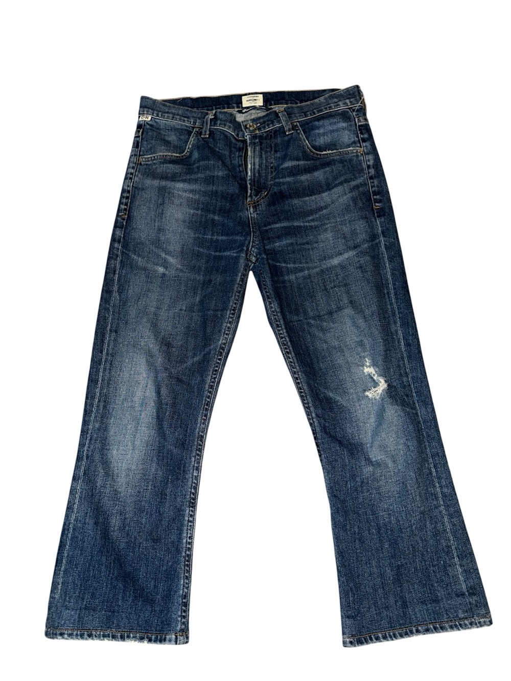 Citizens Of Humanity Distressed Medium Blue Flare Jeans